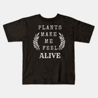 Plants Make Me Feel Alive (Mint Green) Kids T-Shirt